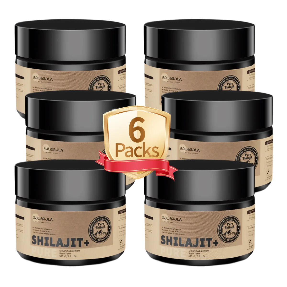 ROLI&ROLA 3/6 Pack *50g Pure Shilajit Resin with 85+Trace Minerals Fulvic Acid Edible Dietary Supplement for Men and Women