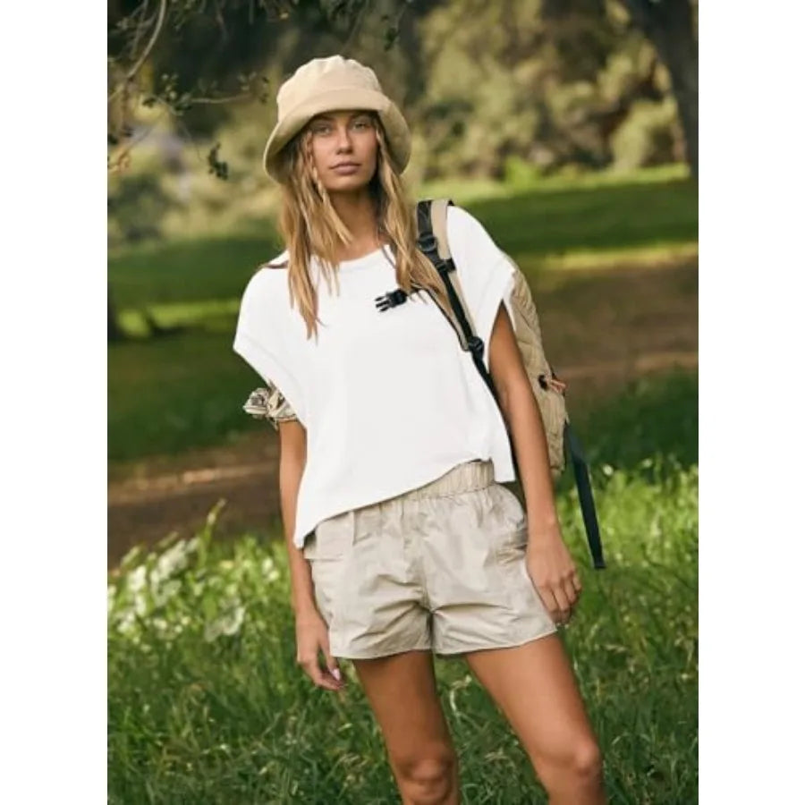 Kumufenc Women Short Sleeve Workout Shirts Open Back Tops Casual Yoga Y2k Athletic Gym Slouchy Crop Running Tees