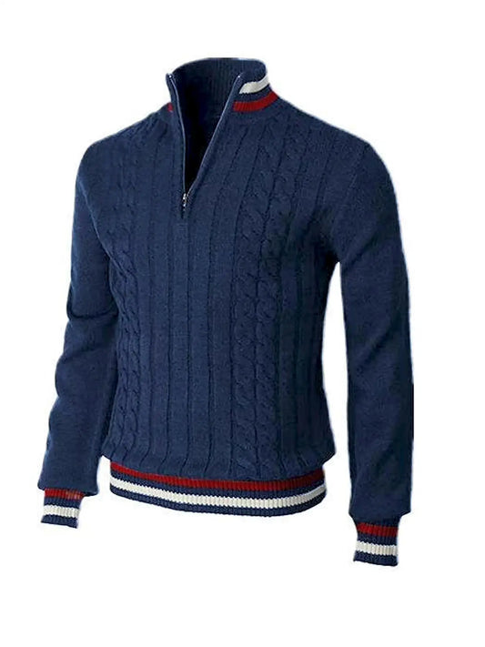 Thickened version2025 Autumn and Winter Men's Quarter-Zip Sweater Pure Cotton Mock Neck Knit Long Sleeve Pullover Sweater 560G