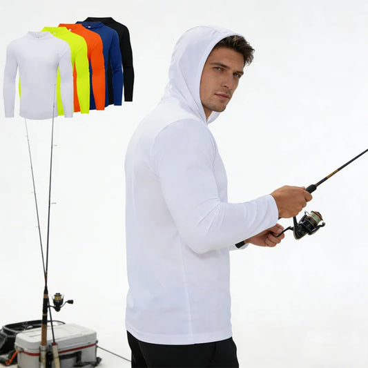 NONECN Men's Hooded Long Sleeve Sports Shirt Breathable for Running and Fitness