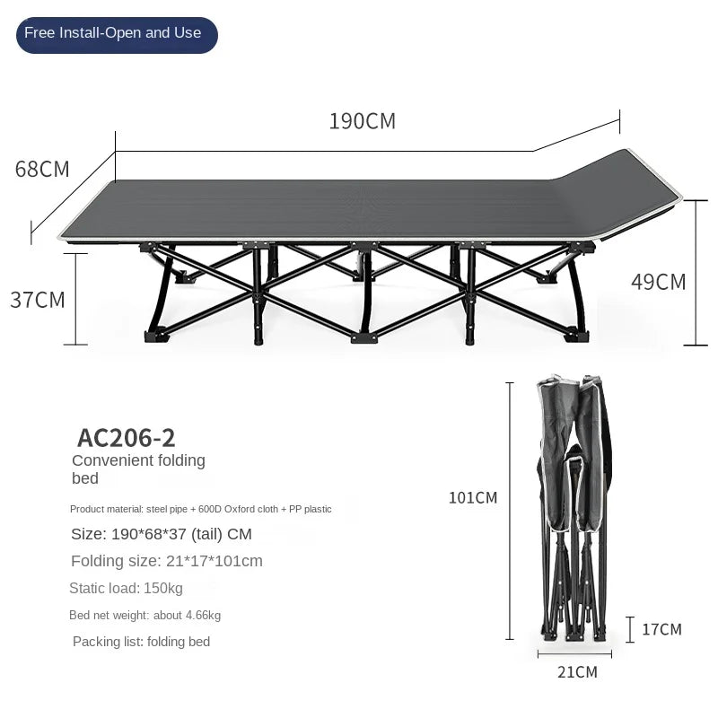 Aoran Heavy Duty Folding Camping Cot With Portable Mattress