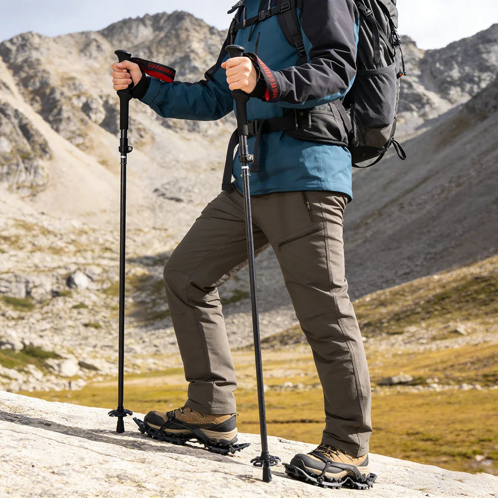 OKHEALING Ultralight Carbon Fiber Trekking Poles Folding Telescopic Hiking Poles
