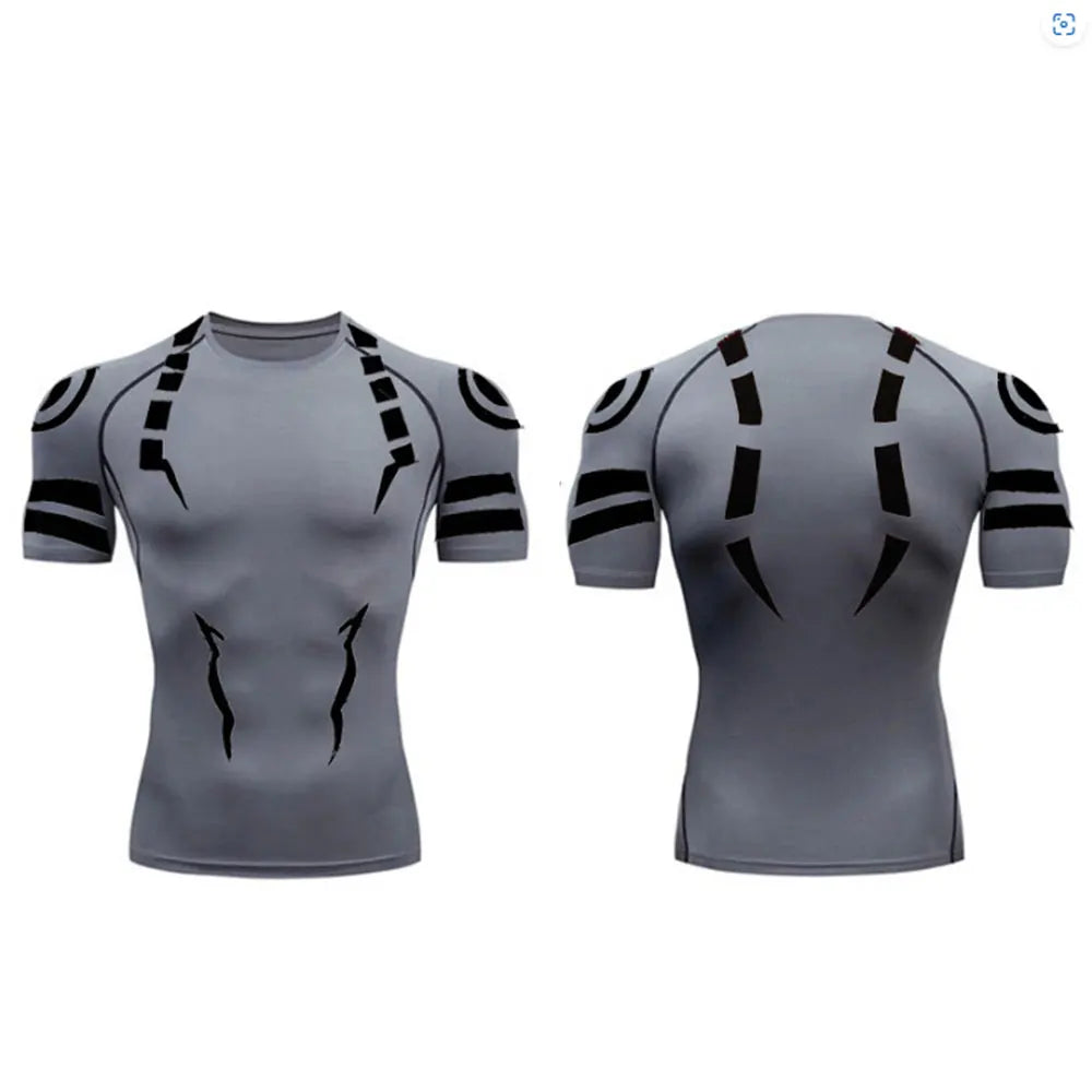 Anime Jujutsu Kaisen Compression T Shirt Men 3D Print Sukuna Breathable Football Fitness Tight Sportswear Quick Dry Riding Tops