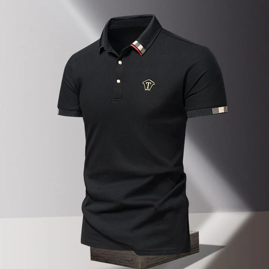 2024 Summer New Men's Pure Cotton Short sleeved T-shirt for Men's High end Casual Lapel Half Sleeved Polo Shirt Men's Top