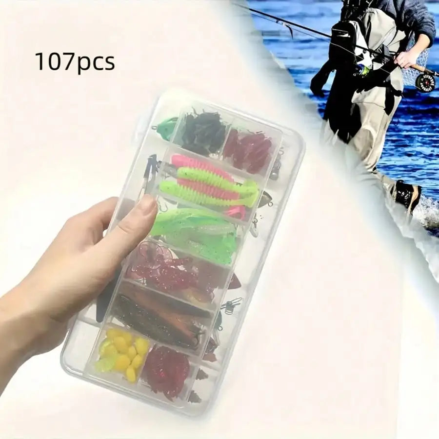 107-Piece Freshwater Lure Set Tackle Kit For Bass Trout Salmon