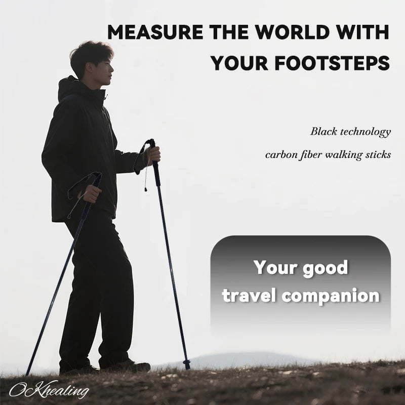 OKHEALINGCN Trekking Poles Carbon Fiber Ultra-Light 2PCS