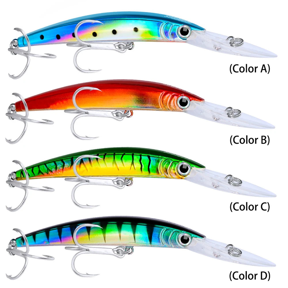 Shunmaii Minnow Plastic Hard Baits With 3D Eyes And Hooks