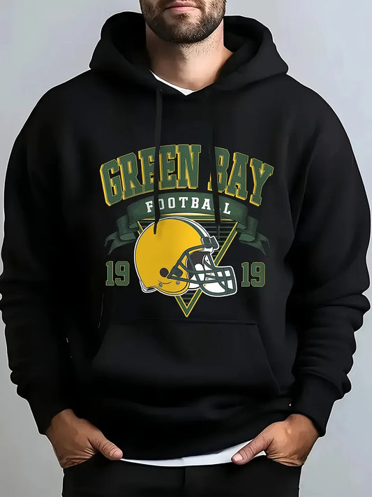 Men's Green Bay Football Hoodie - Pullover Sweatshirt,Soft Hooded Sweater for Fans, Game Day & Casual Attire