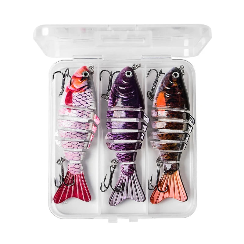 Lifelike 7-Segment Swimbait Lures, 3-Piece Set for Freshwater and Saltwater