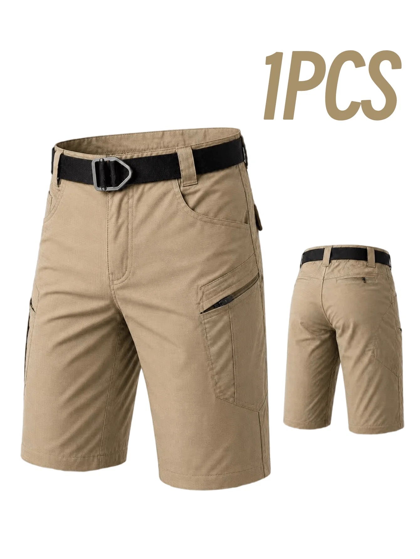 Men’s Cargo Shorts For Outdoor Use, Lightweight Quick-Dry Breathable Fabric, Multiple Zippered Pockets, Rugged Non-Stretch