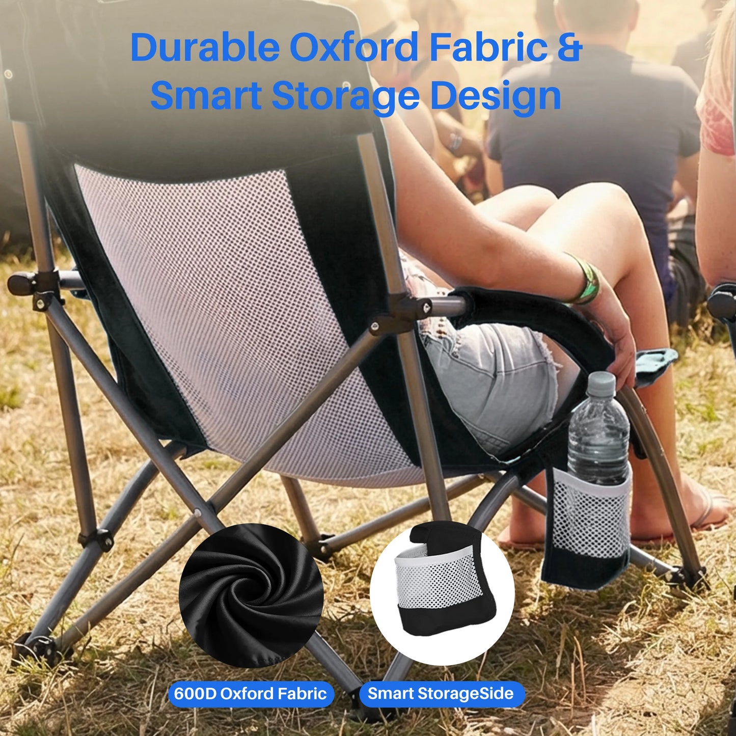 JHK Portable Folding Beach Chair With Mesh Back Cup Holder