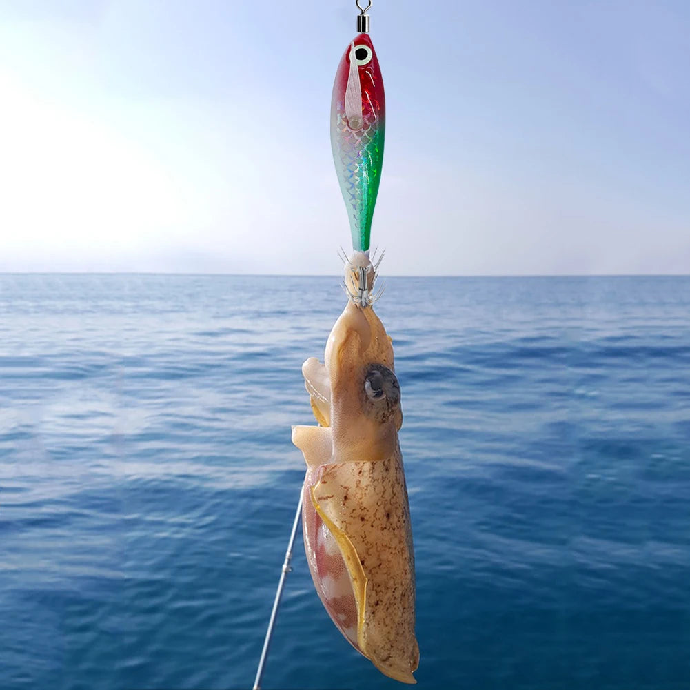 Luminous Squid Hook Squid Fishing Lure with 3D Eyes Cuttlefish Attracting Lure Glow In The Dark Squid Bait for Night Fishing