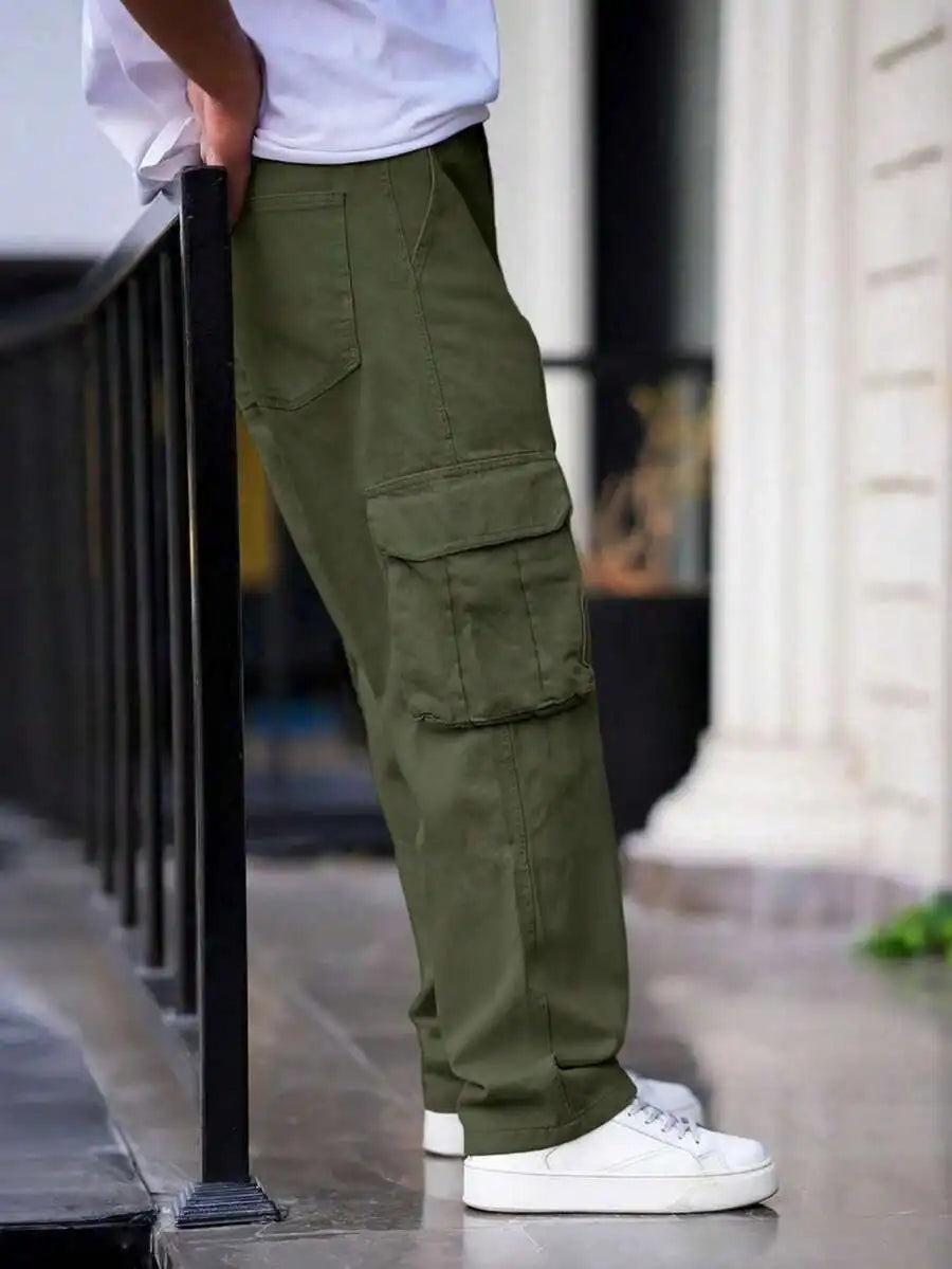 Men's Multi Pocket Casual Cargo Pants Loose Fit Summer