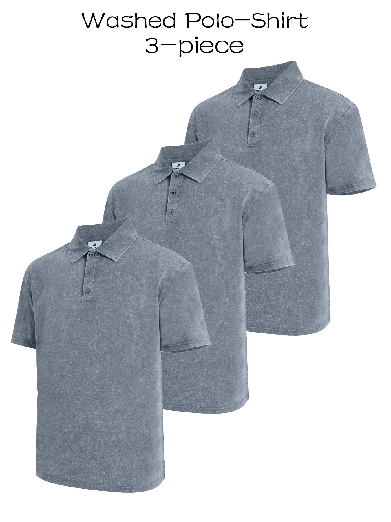 Three piece men's premium washed golf T-shirt classic short sleeved lapel shirt casual breathable top Valentine's Day gift