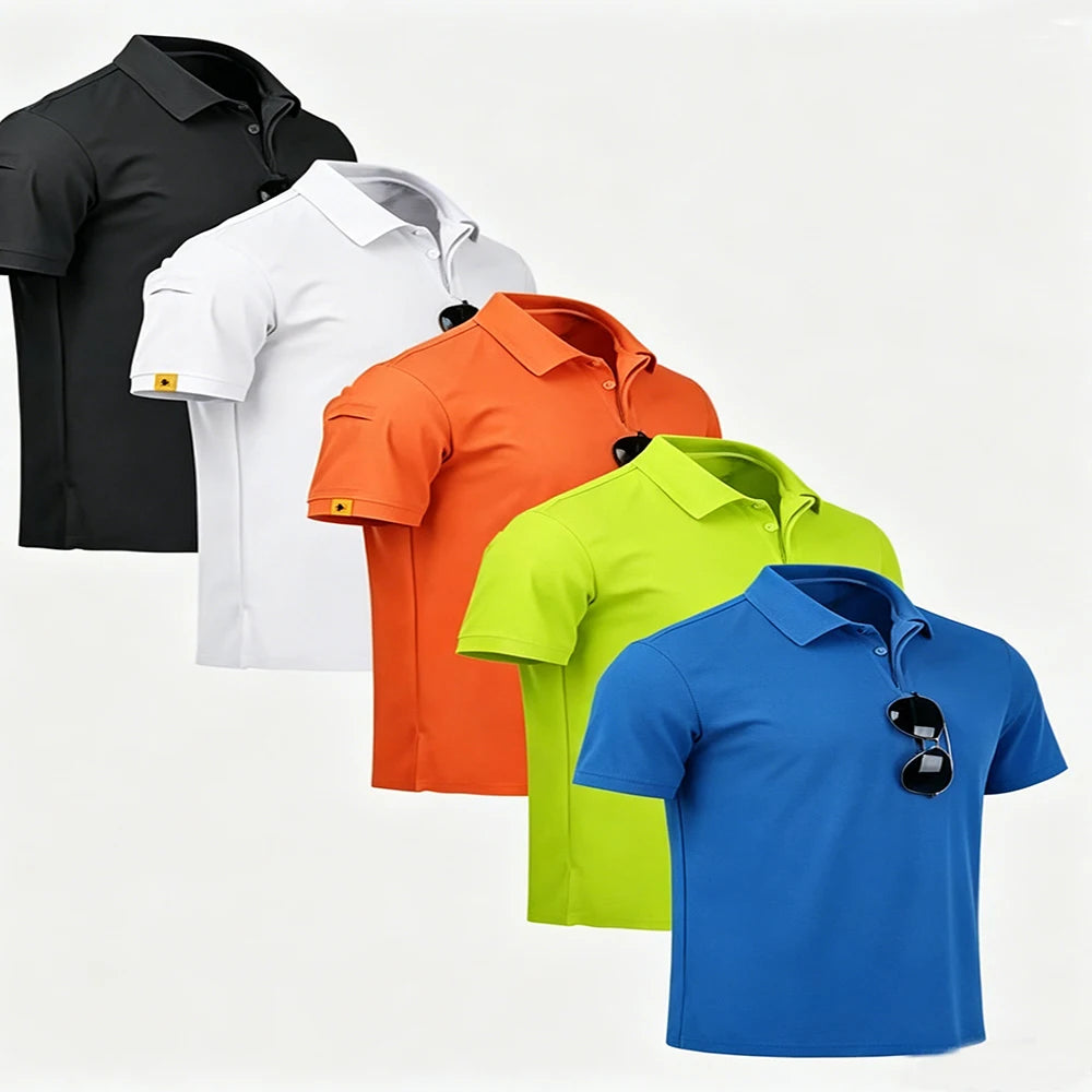 Men's Moisture-Wicking Polo Shirts Short Sleeve 5 Pack