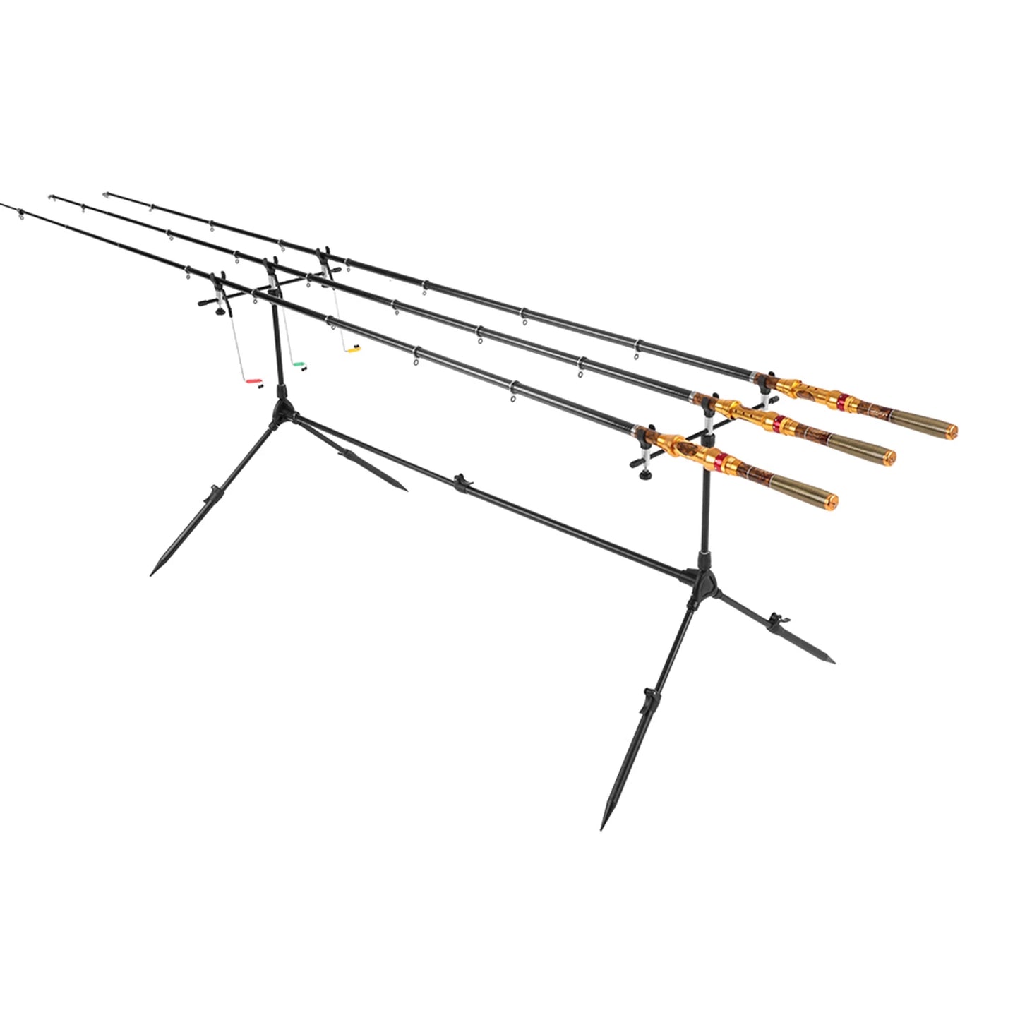 Lixada Adjustable Retractable Carp Rod Pod Stand With 3 Bite Alarms