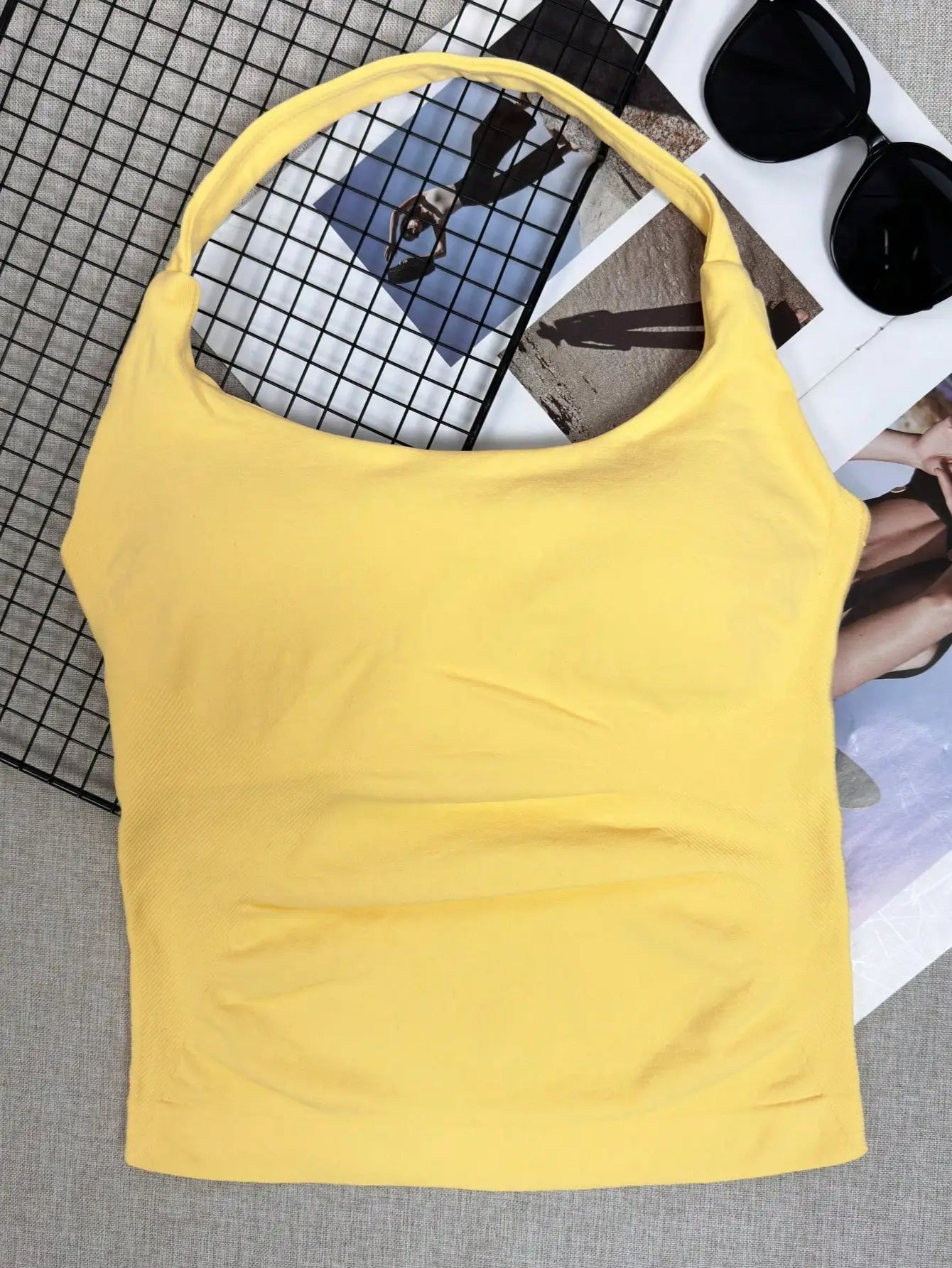 Seamless Long Camisole Sports Tank Top Built-In Removable Bra