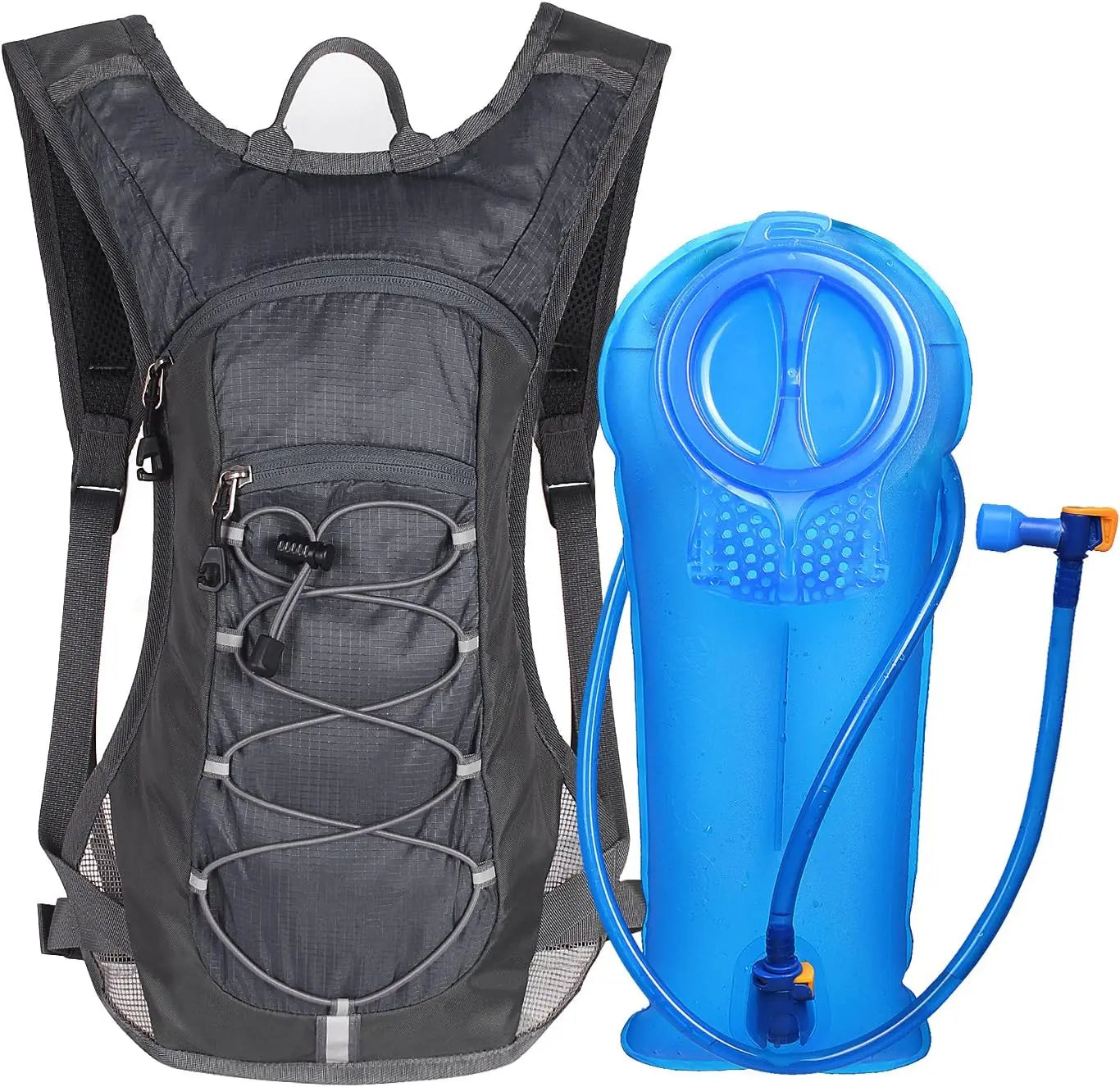 Backpack w/ 2L (70oz) Water Bladder - Perfect for Hiking, Cycling, Camping.