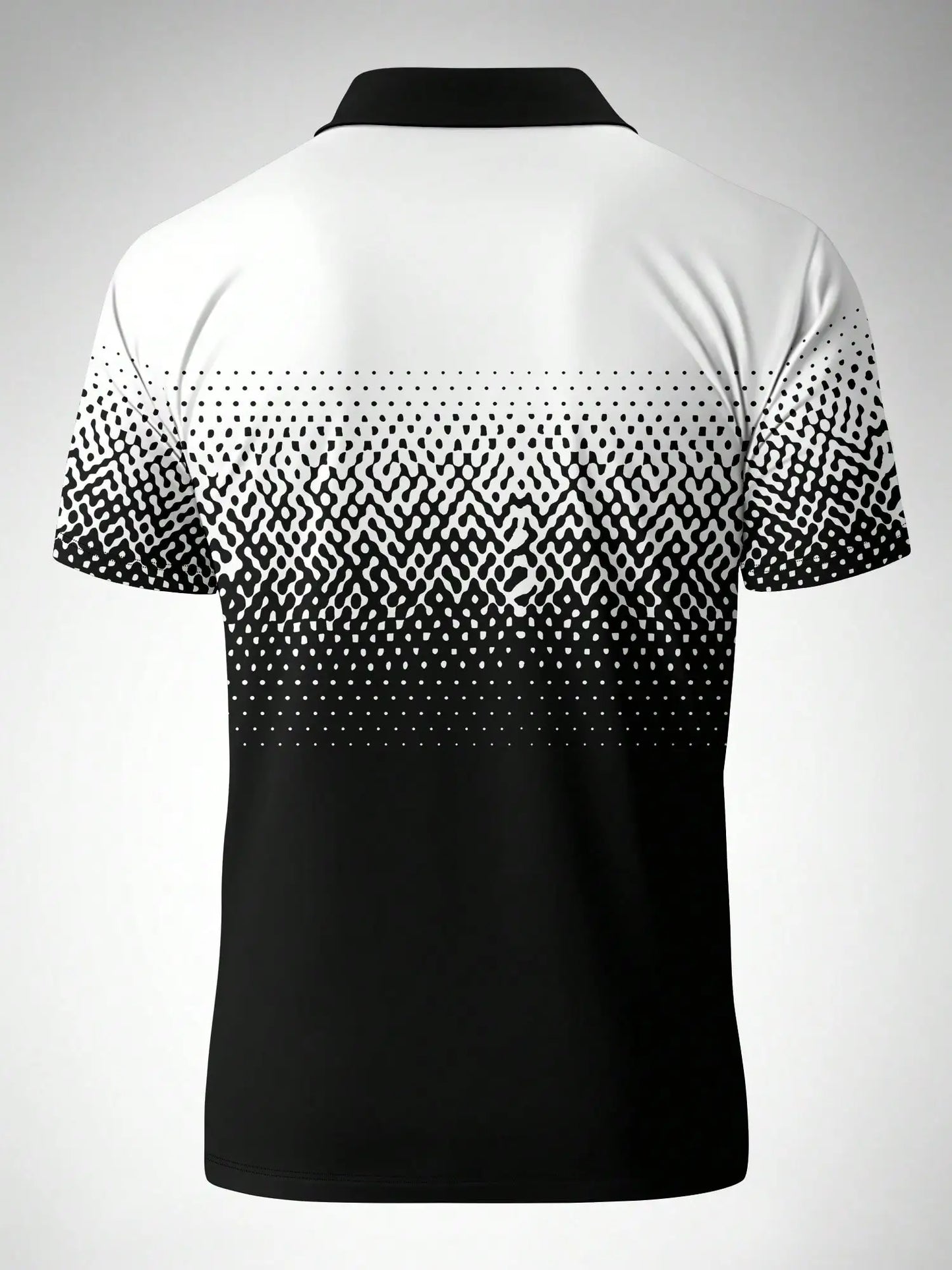 Men's Short Sleeve Polo Shirt with Gradient Dot Pattern, Business Casual Style