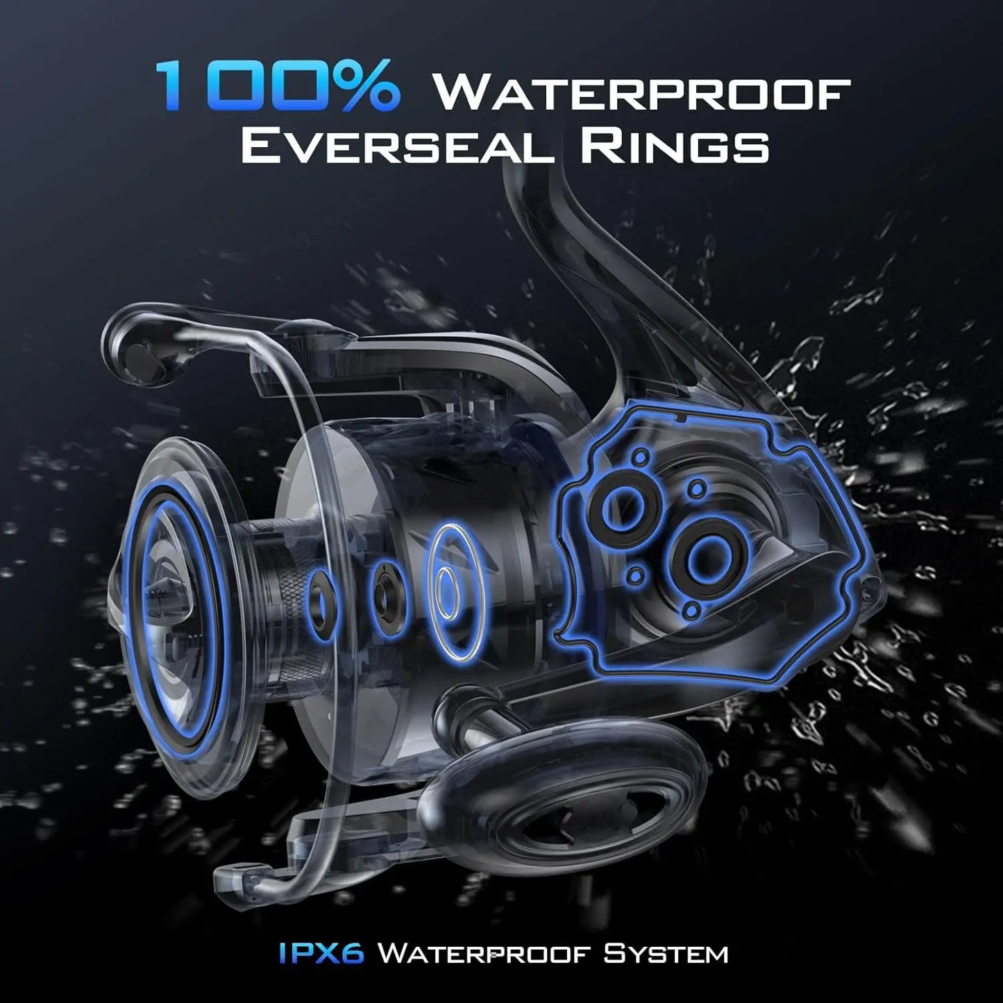 Saltwater Spinning Fishing Reel, Up to 55Lbs Max Drag, IPX6 Waterproof & Corrosion-Resistant, Smooth Drag System for Offshore Angling