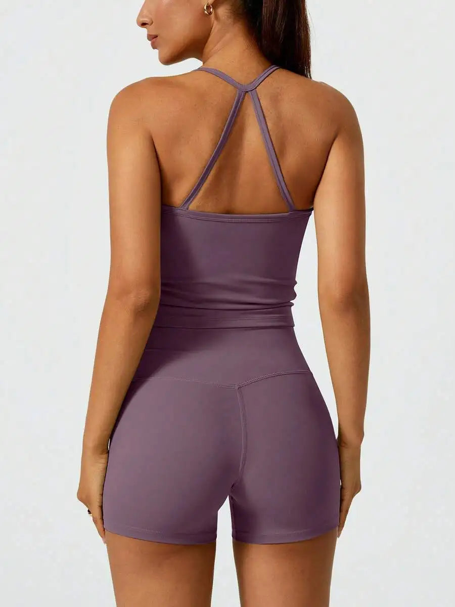 Womens Halter Backless Yoga Sports Suit With Butt Lifting Effect Spring Summer