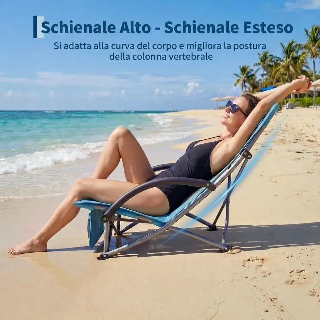 HiMISS High Back Beach Chair Folding With Cup Holder