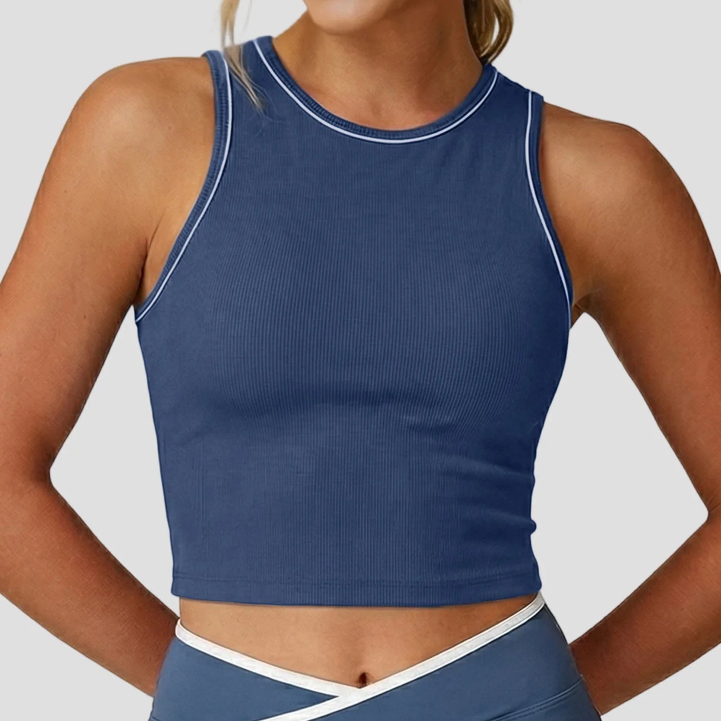 Crop Tank Top Women Gym Clothes with Removable Pads Quick Dry Running Fitness Workout Athleticwear Yoga Pilates Vest Solid Color
