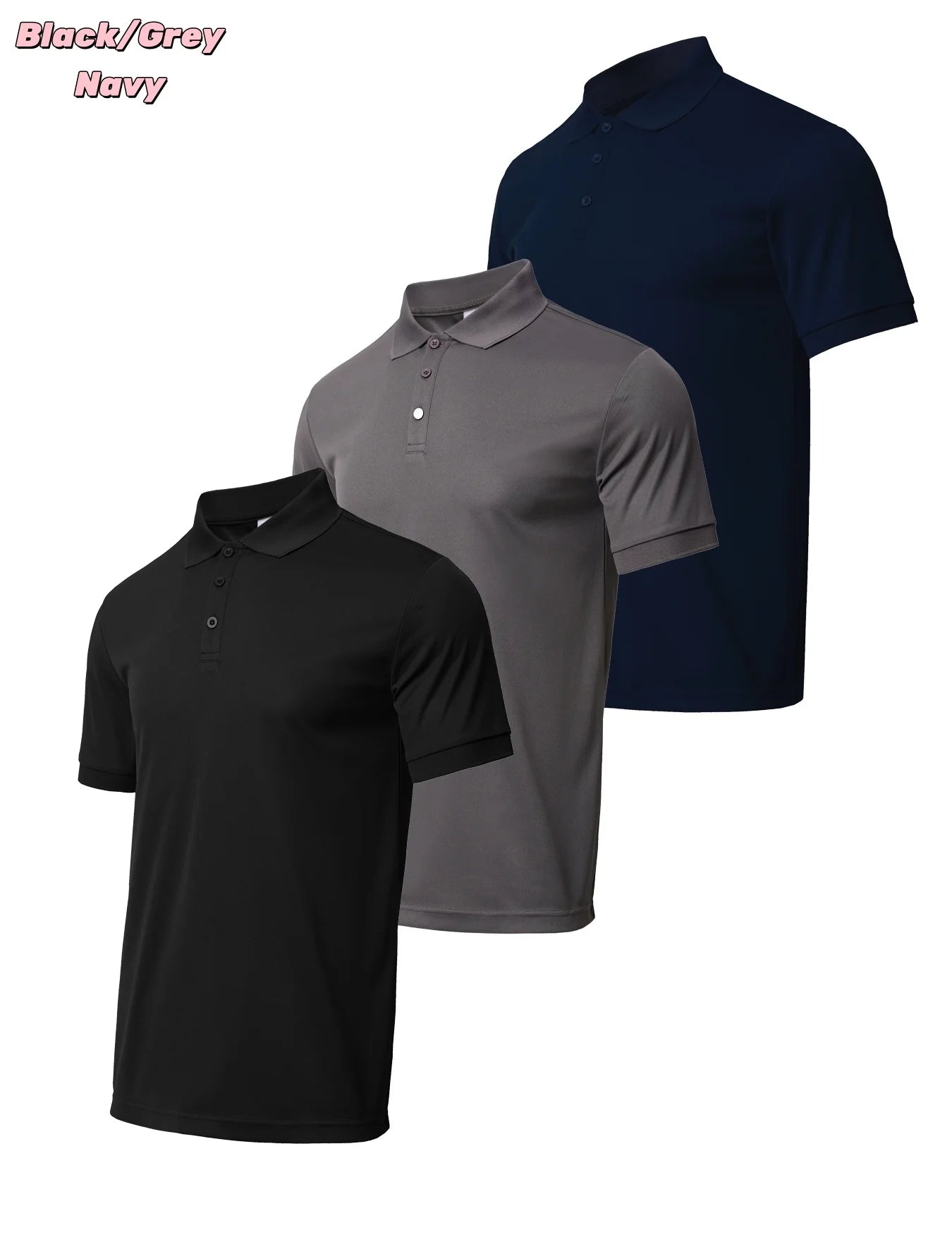 Men's Golf Performance Shirts Quick Dry Breathable Polo 3 Pack
