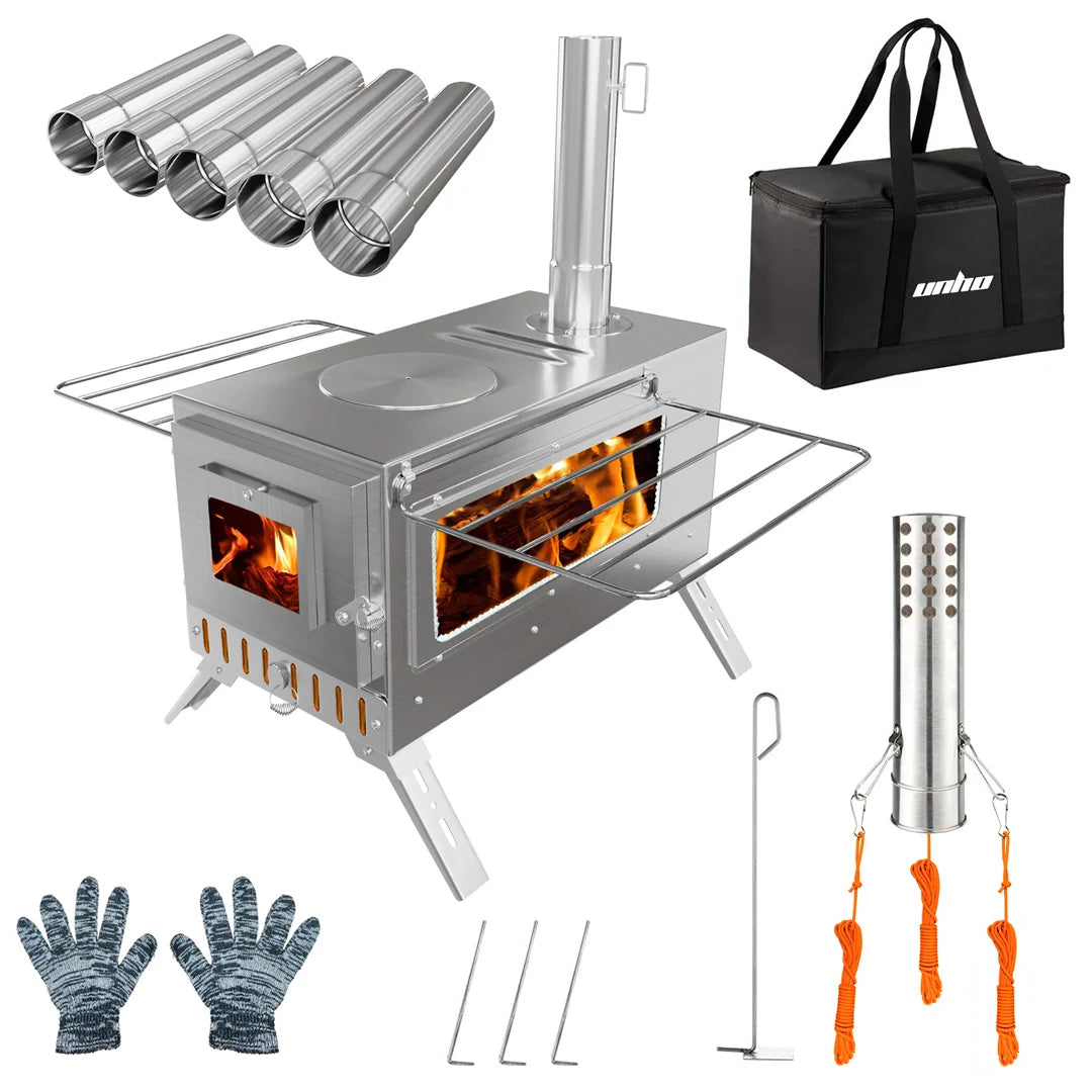 Hot Tent Stove Unho Wood Burning Portable Chimney Pipes