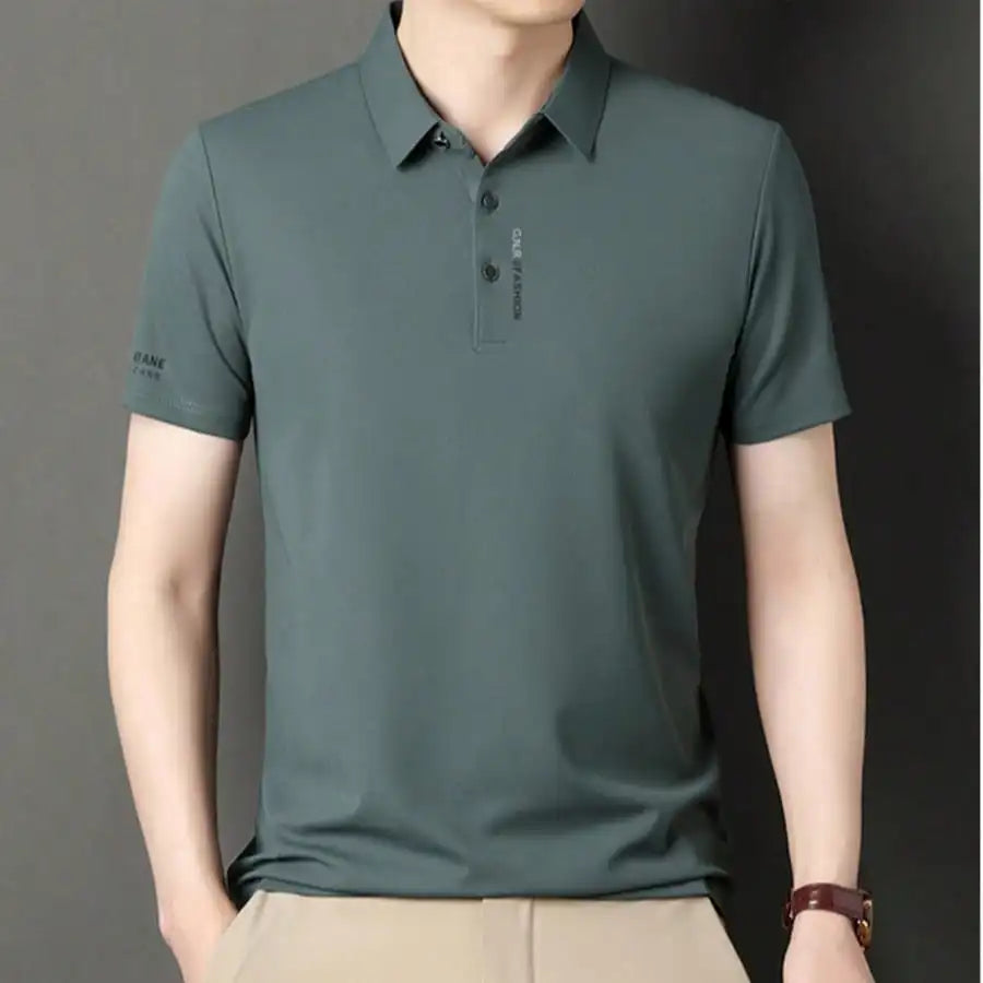 1-4Pcs Men's Solid Color Short Sleeve Polo Shirt, Quick Dry Breathable Business Casual Golf T-Shirt With Letter Print