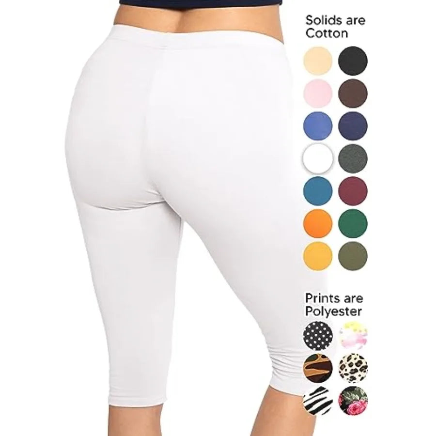 Women's Capri Leggings Cotton and Ankle Leggings for Women Plus Size Stretch Summer Lightweight Pants