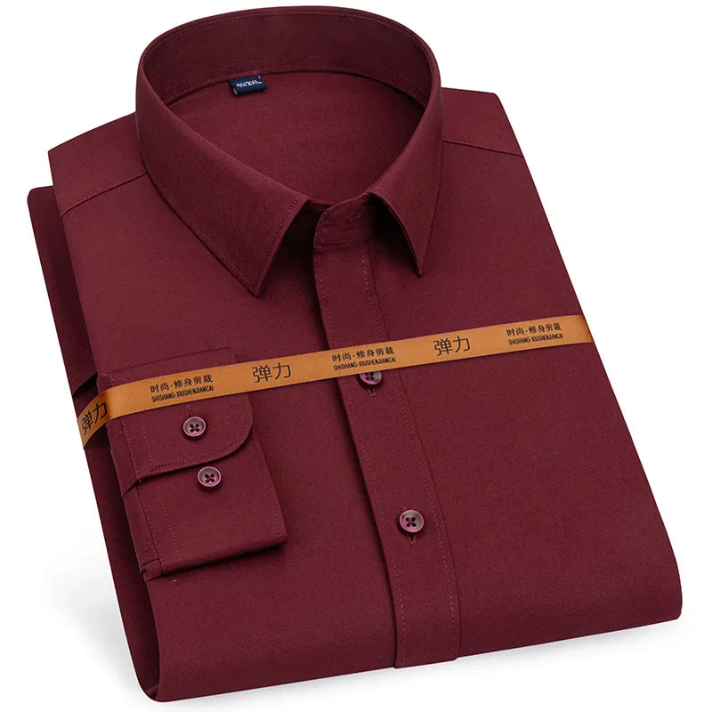 Men's Slim Fit Dress Shirt Long Sleeve Free Ironing Breathable