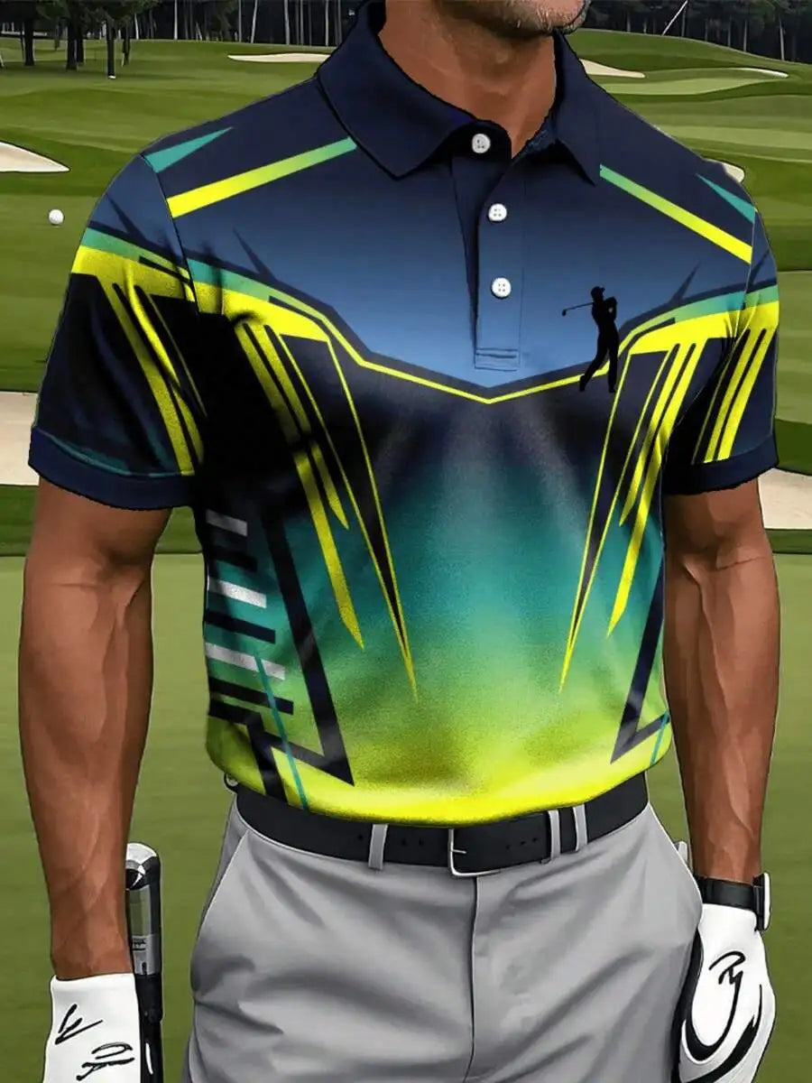 Men's Geometric Quick Dry Moisture Wicking Polo Shirt