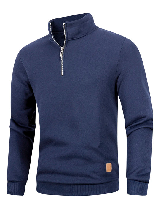 Autumn Men's Zipper Pullover Turtlenecks Warm Sweaters Solid Color Long Sleeved Fashion Male Casual Daily Sweatshirt Top