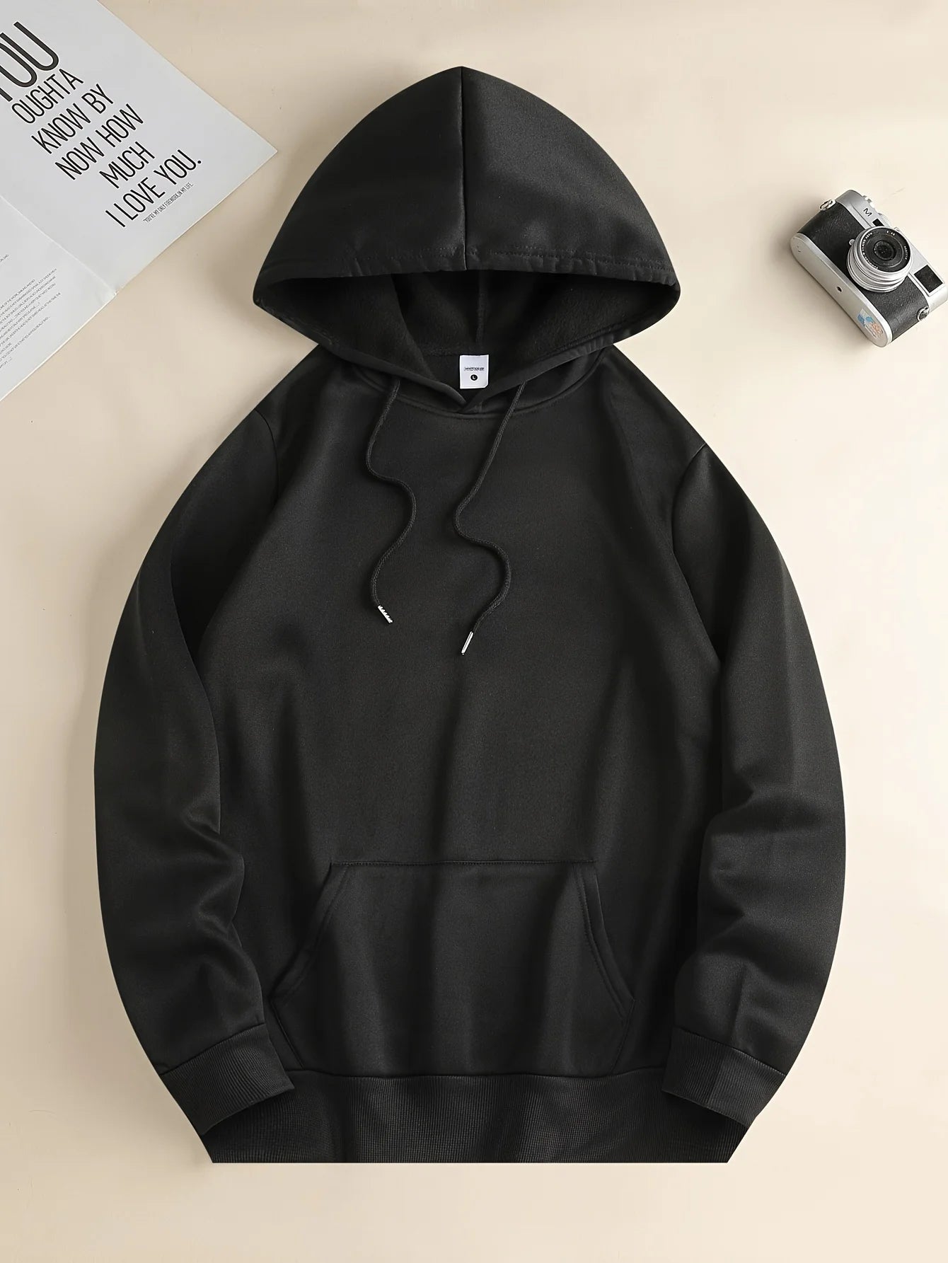 Men's Hoodie -Bold Blue Lettering, Kangaroo Pocket & Drawstring Hood - All-Season Casual Pullover for Everyday & Gaming