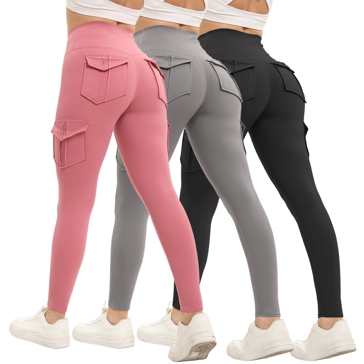 Women High Waisted Gym Leggings With Secure Side Pockets
