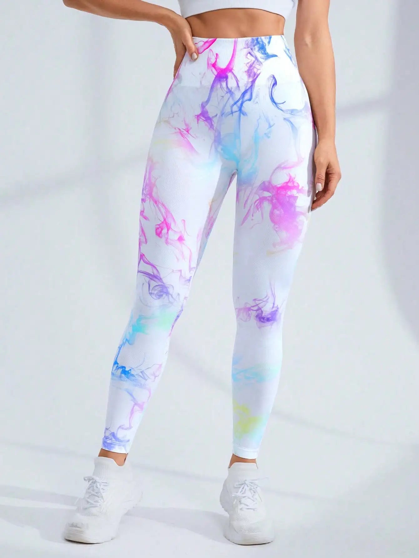 Seamless High Elastic Women's Digital Print Yoga Leggings,Women High-Waisted Tuck In The Abdomen Sports Leggings,Lift The Buttoc
