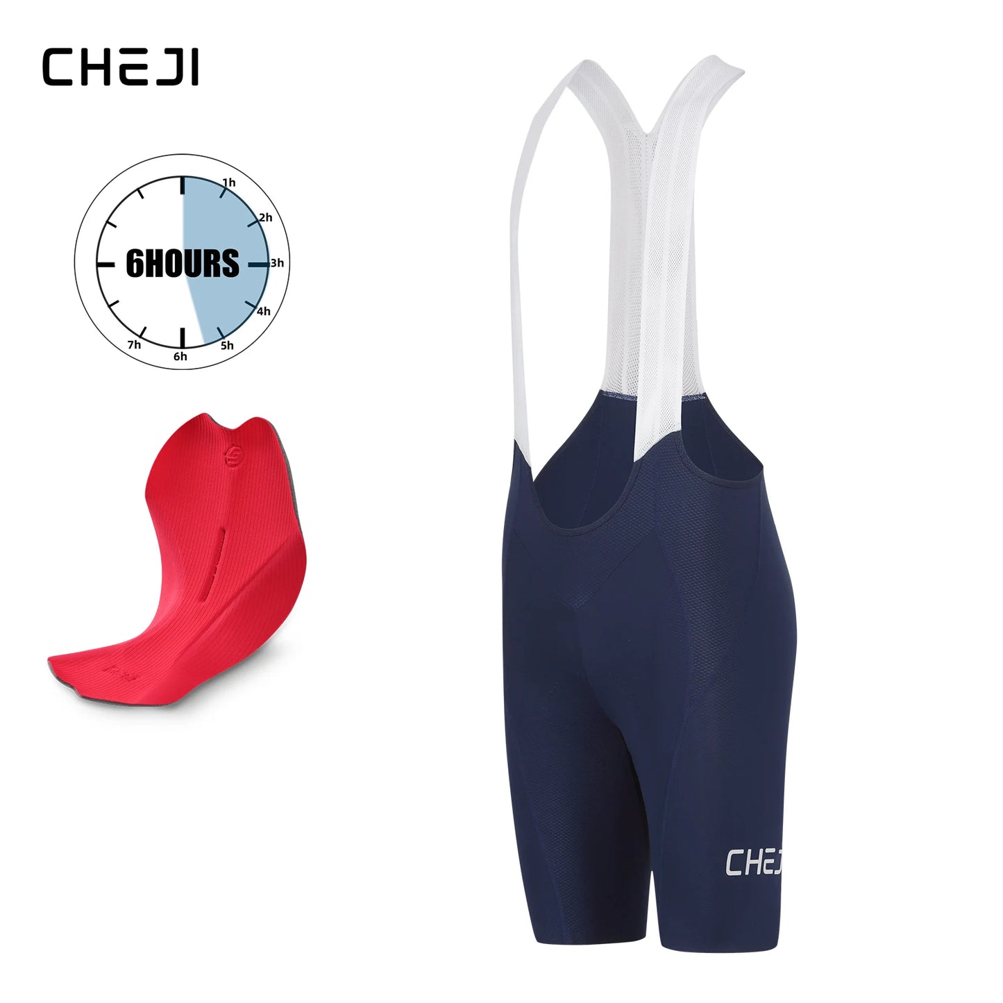 Cheji Men's Cycling Bib Shorts Seamless Breathable And Quick Drying
