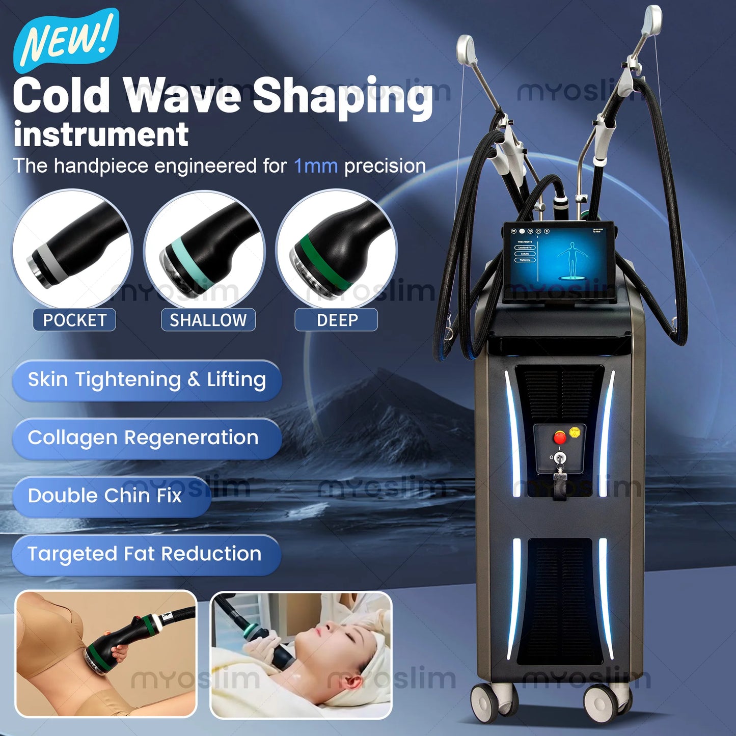 3-in-1 Professional Ice Microwave Slimming Device Uses Freezing Waves for Massage and Shaping Removing fat and Firming the Skin