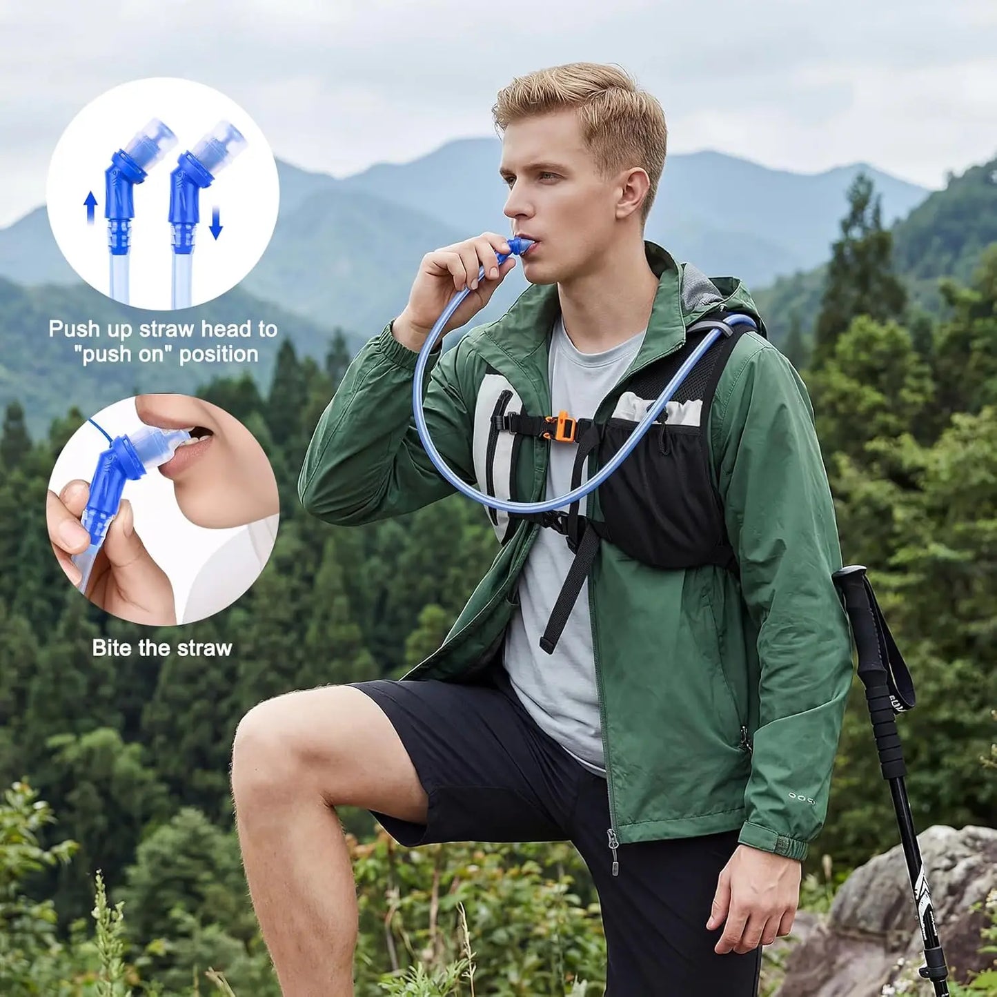 Running Hydration Vest, Lightweight Insulated Backpack with 2L Water Bladder, Adjustable Straps, Reflective for Marathon Hiking