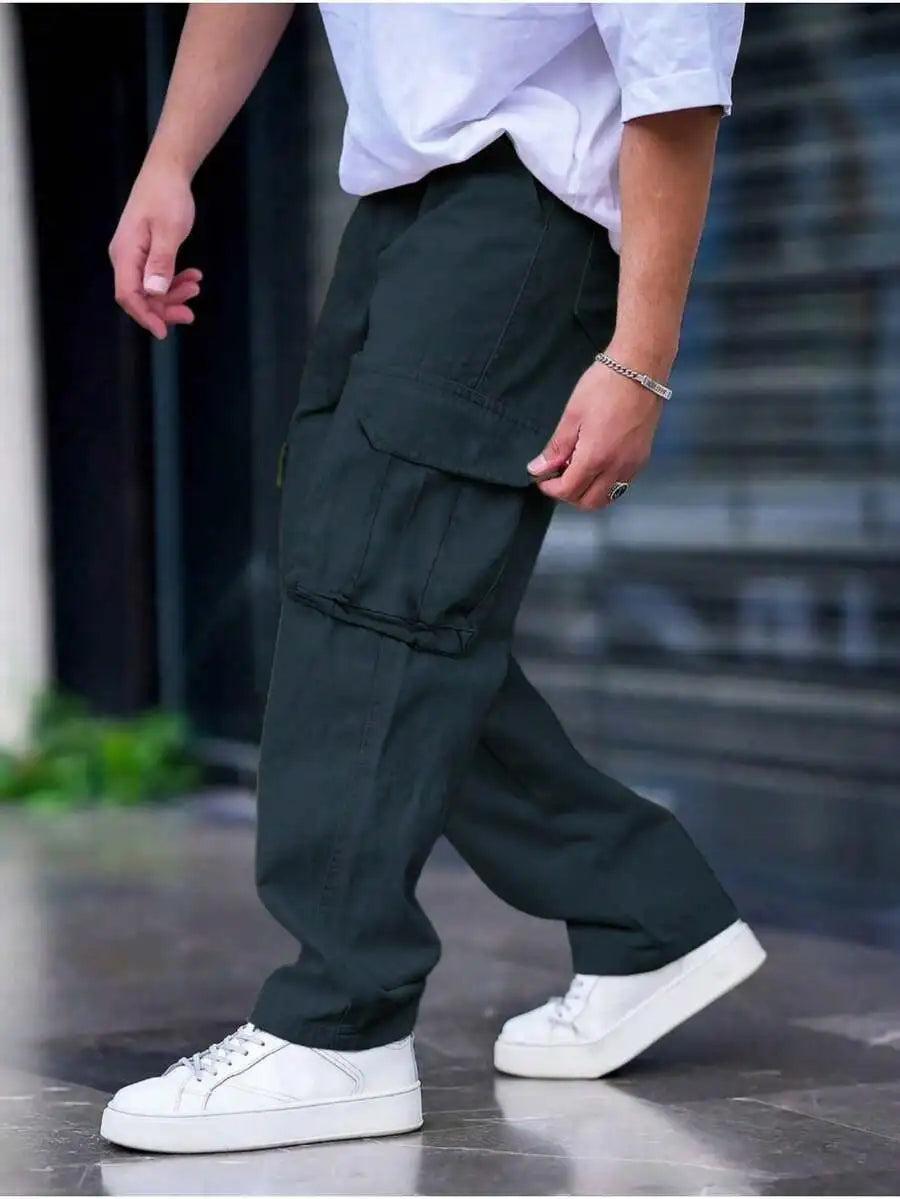 Men's Multi Pocket Casual Cargo Pants Loose Fit Summer