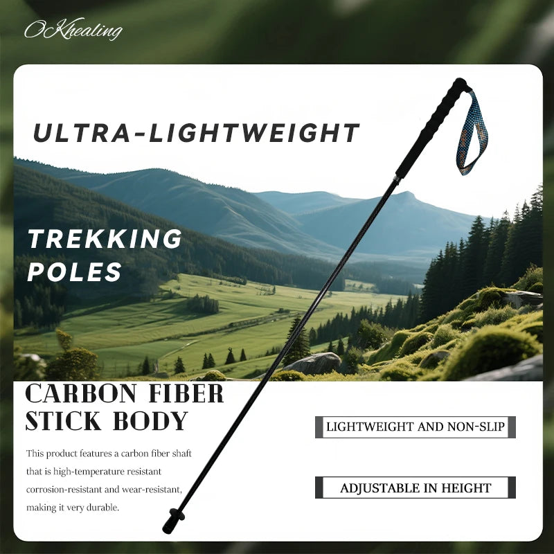 OKHEALING Carbon Fiber Trekking Poles Telescopic Hiking Sticks