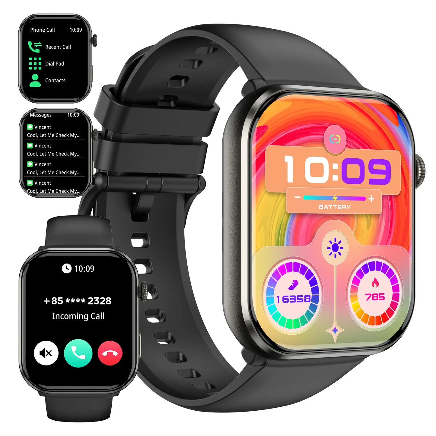 Blackview 800mAh 1.96'' AMOLED Screen R60 Bluetooth Call Smartwatch Blood Oxygen Health Monitoring for Men Women Fitness Tracker