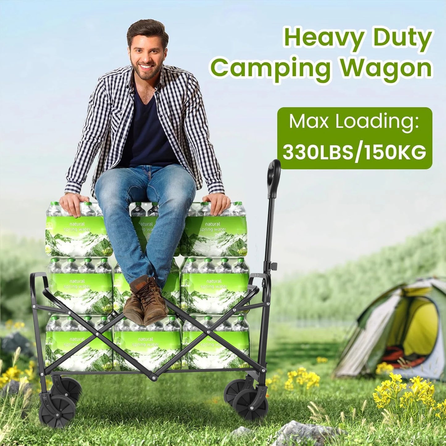 Heavy Duty Wagon Cart Foldable All Terrain Wheels Utility Wagon