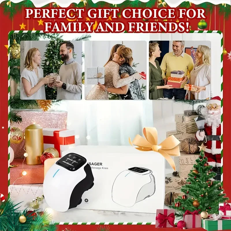 Cordless Knee Massager with Heat and Vibration, Portable Knee Massager with Large LED Screen, Adjustable Temperature, Comfort Pe