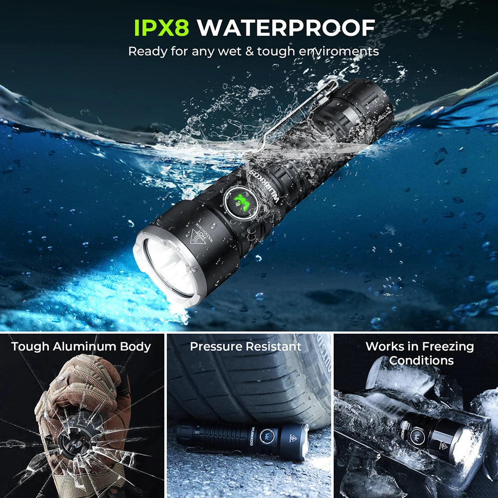 Wurkkos TS28 EDC Flashlight 3200 lm Rechargeable 21700 Battery 506m Beam Distance Magnetic Tail Cap Self-Defense Flashlight