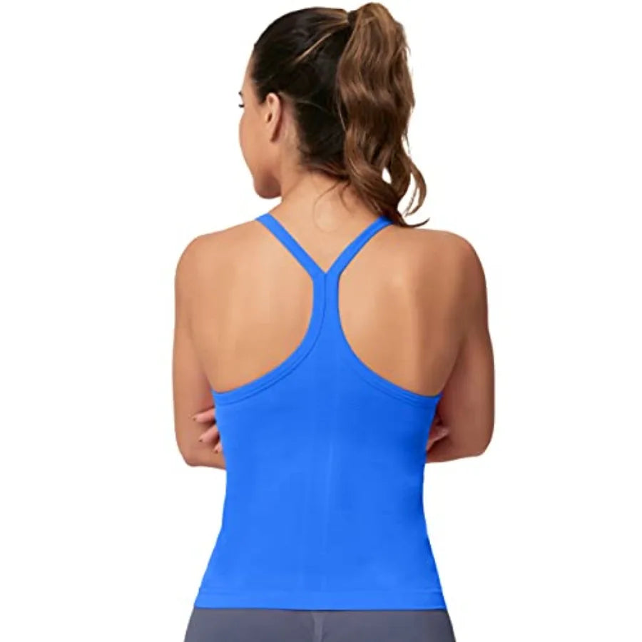 MathCat Workout Tank Tops for Women with Built in Bra, Sleeveless Gym Tops Seamless Racerback Athletic Yoga Shirts