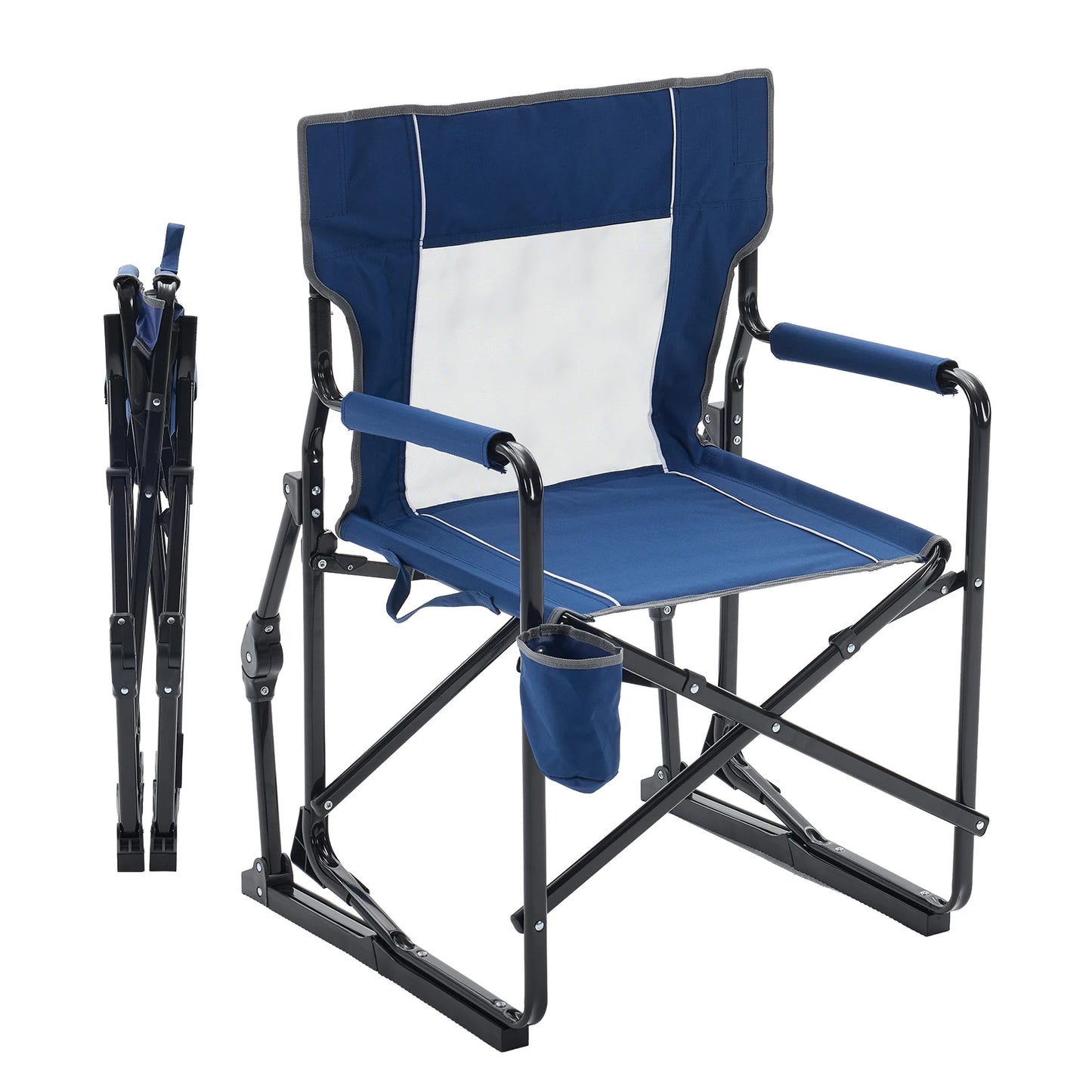 JHK Outdoor Folding Rocking Chair Portable Camping Patio Lounge Chair with Mesh Back Waterproof Armrests Foldable Seat for Patio