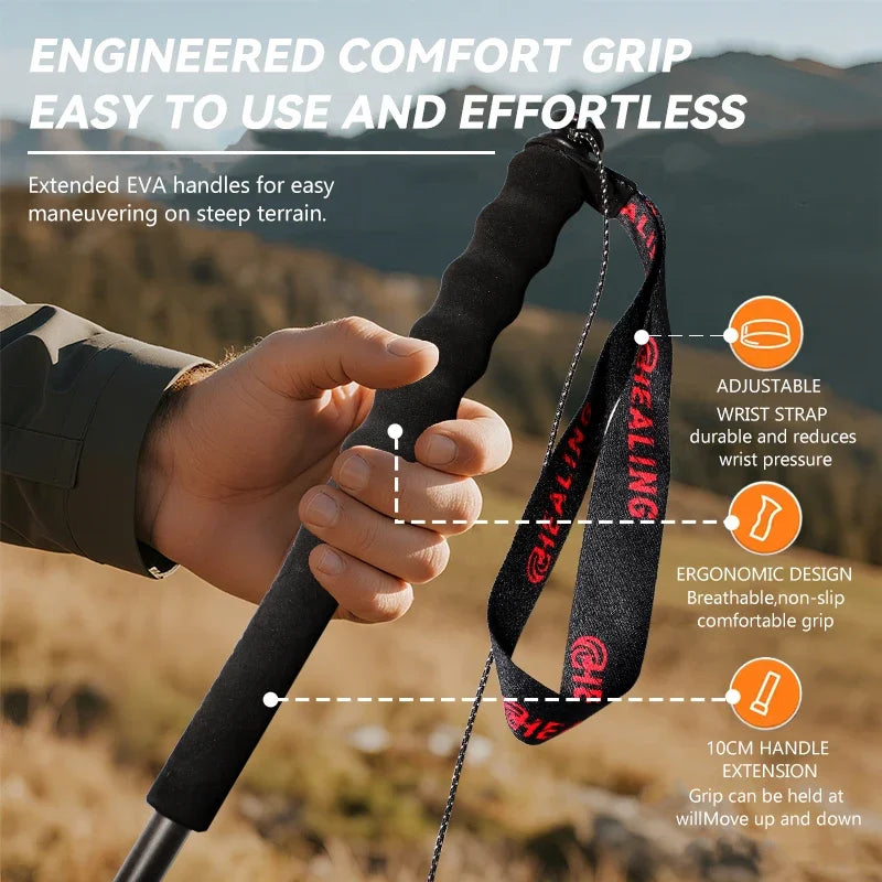 OKHEALINGCN Trekking Poles Carbon Fiber Ultra-Light 2PCS