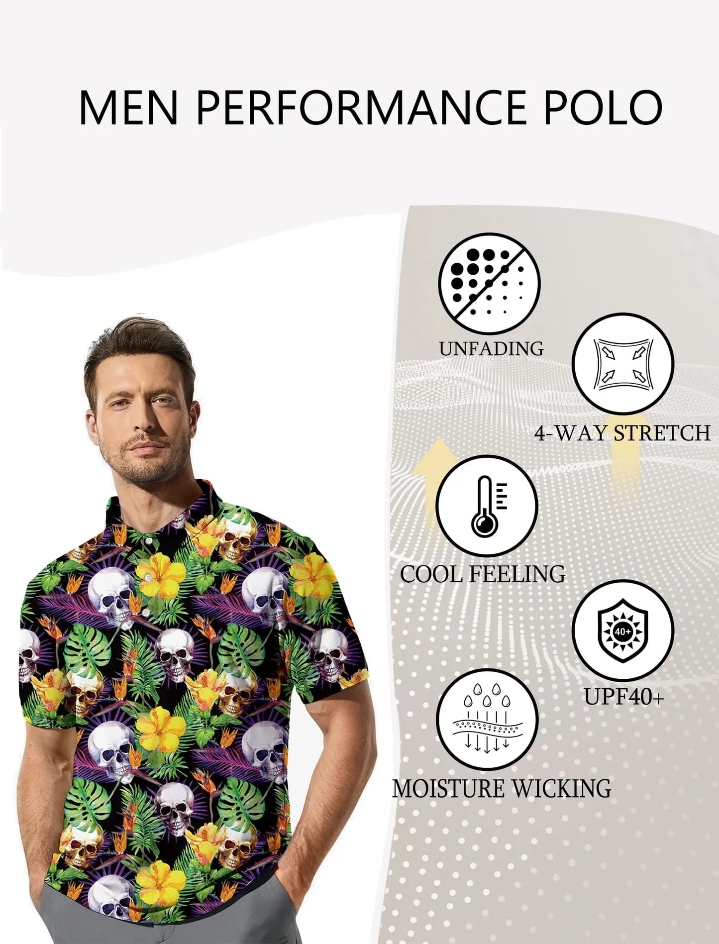 Men's Golf Shirt Hawaii Golf Polo Shirt Tennis Sports T-shirt Soft Breathable Elastic Fabric Short Sleeve